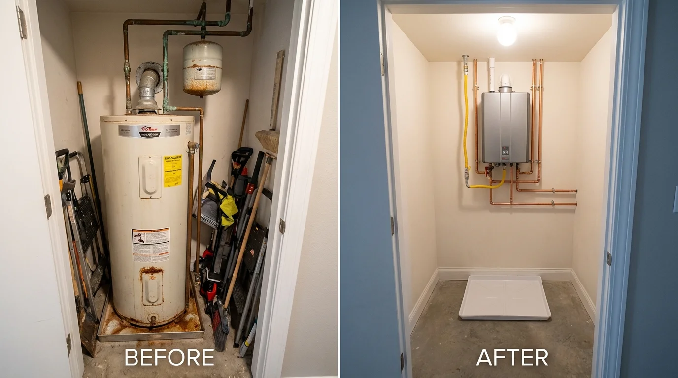 Tank water heater versus wall-mounted tankless unit comparison for Garyville, LA homeowners
